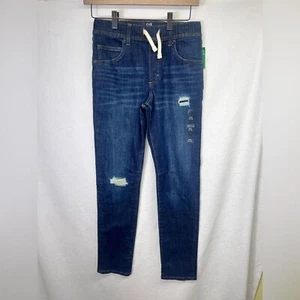Gap Pull on Stretch Slim Denim Jeans Boys XXL 14-16 Blue Tie Distressed 1773 - Picture 1 of 10