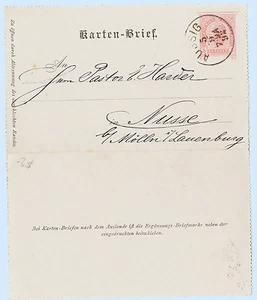 Österreich 1892 5 kr Ganzsache Briefkarte, H&G 22 ? Aussig - Nusse Germany - Bild 1 von 2