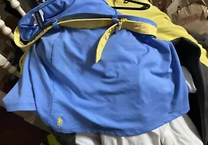Ralph Lauren Womens Medium Baby Blue Stretch Golf TennisSkort Yellow Belt/Horse - Picture 1 of 4