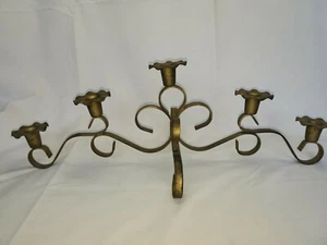 Metal Candle Stick Holder Rustic Candelabra Table Stand Gold Color Primitive - Picture 1 of 11