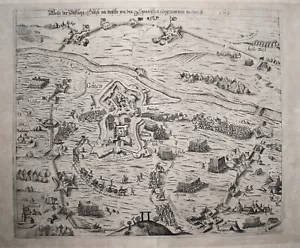 Plano de fijación Jülich con entorno hermoso grabado en cobre antiguo de Bellus 1627 - Imagen 1 de 4