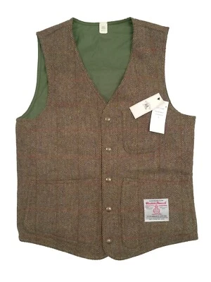 NEW $690 Ralph Lauren RRL Reversible Harris Tweed Vest! M  Brown Tweed to Green - Image 1 of 4