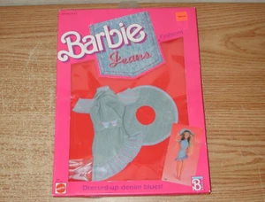 VINTAGE 1988 MATTEL BARBIE JEANS MODE VERKLEIDET DENIM BLUES OUTFIT #1688 - Bild 1 von 3
