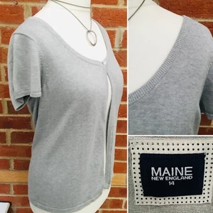 Ladies Maine Size 14 Grey Cardigan Wedding Evening Autumn Holiday Excellent S7 - Picture 1 of 8