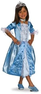 Girls Blue ROSEBUD PRINCESS Costume Dress Tiara Ring Choker Child Small 4 5 6 - Picture 1 of 1