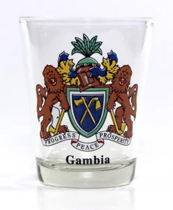 GAMBIA COAT OF ARMS SHOT GLASS SHOTGLASS - Picture 1 of 1