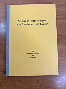 1979 German Language On the Radon Transformation of Function & Measure by Hertle - Picture 1 of 13