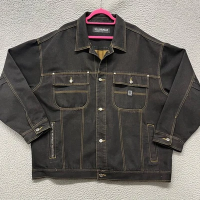 Jaqueta jeans masculina Pelle Pelle Marc Buchanan XXL lavagem escura Y2K hipster streetwear - Imagem 1 de 4