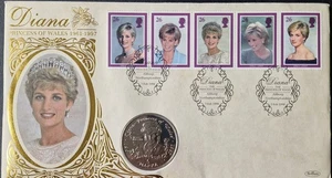 1998 B&H / Großbritannien "Diana Princess of Wales" Münzbrief mit 5 Marka Münze - Bild 1 von 4