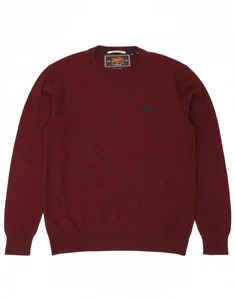 SUPERDRY Mens Crew Neck Jumper Sweater 2XL Maroon Cotton DY54 - Picture 1 of 5