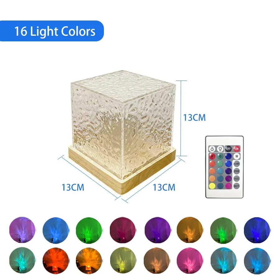 Rotating Water Ripple Night Light | Multi-Color Flame Crystal Projector for Home - Image 1 of 1