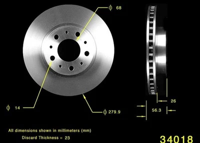 Rotor de freno de disco Bendix PRT1651 BENDIX para 91-97 Volvo 740 780 940 960 Foto 1 de 4