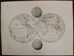 1804 PATTESON UNUSUAL ANTIQUE COPPER ENGRAVED WORLD MAP IN TWO HEMISPHERES - Picture 1 of 1