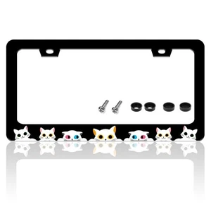 Cute Cat License Plate Frame Funny Cat Head License Plate Holder Cartoon Pet ... - Picture 1 of 7