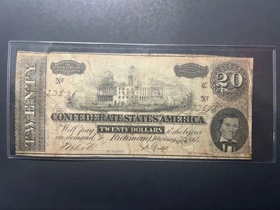 🔥1864  $20 Confederate States of America Civil War Currency Note🔥 - Image 1 of 4