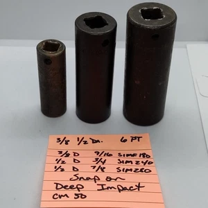 SNAP-ON 3/8 & 1/2 DRIVE 3 PC SAE DEEP IMPACT SOCKET SET SIM SERIES - Picture 1 of 11
