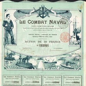 BÉLGICA LA SOCIEDAD DE COMBATE NAVAL certificado de stock/bono 1899 # 1291 - Imagen 1 de 1