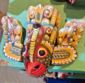 12 Inches Devil Mask Sri Lankan Traditional Handmade Wooden Authentic Handcraf - Picture 1 of 1