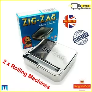2x Zig Zag Rolling Machine Box Tin Cigarette Tobacco Roll Up Smoking Zigzag Cig - Picture 1 of 2