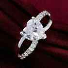 Heart Cut Lab Created Diamond Split Shank Engagement Ring 14K White Gold Plated