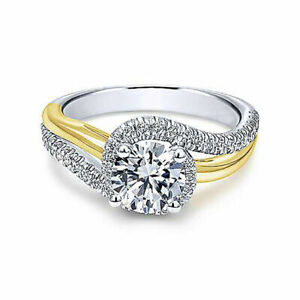 Solid 18K Multi Tone Gold Round 0.90 Ct Real Diamond Wedding Ring Size Selective