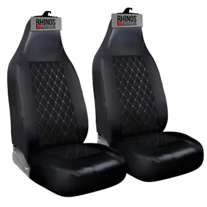 FOR MINI COOPER R50 R53 - LUXURY BLACK QUILTED DIAMOND LEATHER CAR SEAT COVERS - Picture 1 of 2