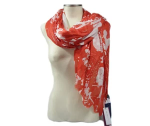 Foulard Donna Sciarpa 100% Cotone Fantasia Floreale Rosso Bianco 100x180 cm - Imagen 1 de 1