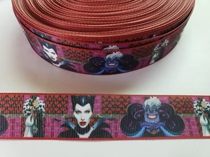 5 Yards 1" Disney villains Grosgrain Ribbon Hair Bow Supply. - Picture 1 of 1