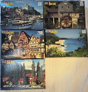 Lot of 5 Vintage RoseArt Encore 500-Piece Puzzles Made in USA - Picture 1 of 10