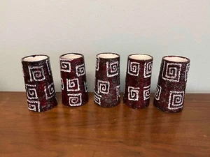 Set of 5 Mid Century San Marino Fat Lava Glaze Pottery Tumbler Mugs - Italy - Picture 1 of 15