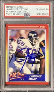 Lawrence Taylor Signed 1990 Score #571 Football Card HOF PSA/DNA Auto Gem Mt 10 - Picture 1 of 1