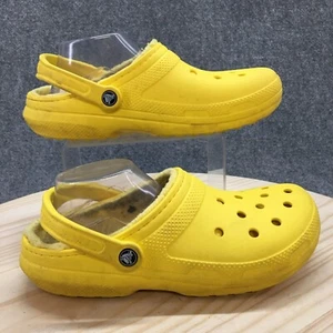 Crocs Sandal Women 11 Yellow Classic Lined Clog Slingback Faux Fur Casual 203591 - Picture 1 of 19