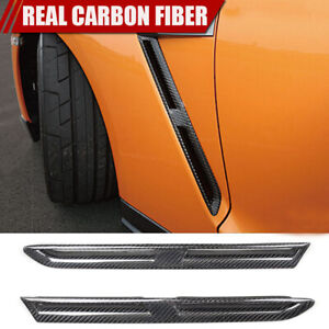 REAL CARBON Front Side Fender Air Hood Cover Trim Vent for Nissan GT-R R35 09-15