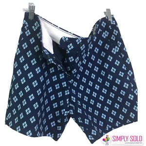 Kenar Women's Shorts Blue Geometric Flat Front Cotton Stretch High-Rise Sz 10 - Picture 1 of 9