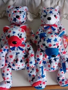 TY Beanie Bears RED in Nr mint condition 4 bears USA Exclusives complete with - Picture 1 of 9