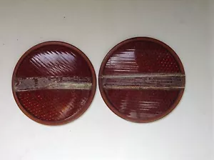 Vintage Pair NOS DO-RAY Tiger-Ey Amber Brown GLASS Lens 4 15/16" REFLECTORS - Picture 1 of 8