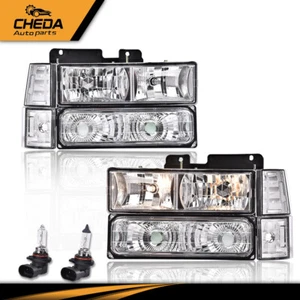 Par de faros cromados lentes transparentes cromados para GMC C10 C/K Sierra Suburban 1994-1998 - Imagen 1 de 12