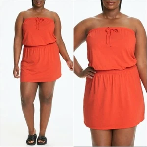 " BNWT Matalan Curve Bandeau Orange Beach Dress Jersey Cover Up (G825/103)