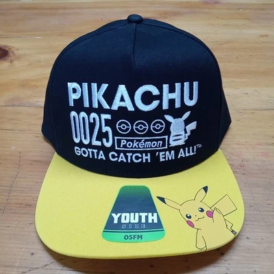 Pokemon Gotta Catch Em All Youth Negro Snapback Sombrero Pikachu Nuevo Foto 1 de 4
