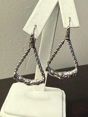 ¡Pendientes colgantes estilo bambú con textura de plata esterlina JOHN HARDY! RARO! Foto 1 de 4