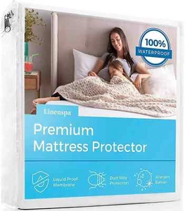 Linenspa Waterproof Smooth Top Premium Mattress Protector- Full XL Size - Picture 1 of 3