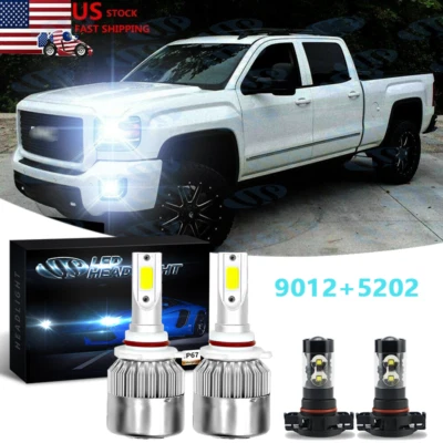 Faros LED para GMC Sierra 1500 2014 2015 6000K 9012 + 5202 bombillas antiniebla 4x Foto 1 de 4