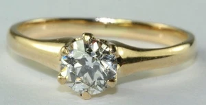 ANILLO DE COMPROMISO DE DIAMANTES ANTIGUO VICTORIANO ORO 14K 1/2 QUILATES CORTE MINA TALLA 6.5 - Imagen 1 de 5