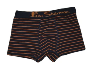BRAND NEW BEN SHERMAN Mens Striped Boxer Trunks Navy Blue Medium - Picture 1 of 1