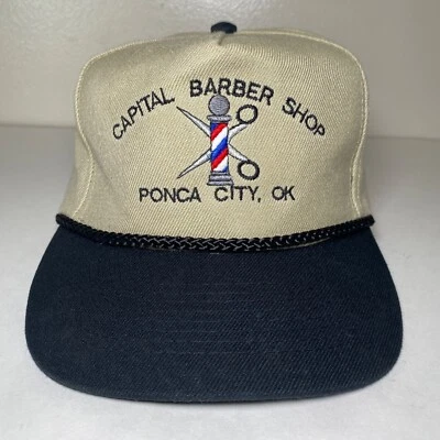 VTG 90s Trucker Hat Barber Shop SnapBack Rope Otto Cap Ponca City Oklahoma - Изображение 1 из 4
