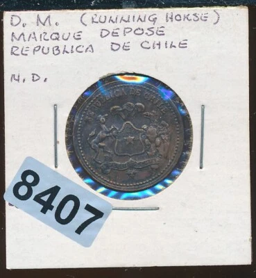 ЧИЛИ - 1851-73 5 ПЕСО ЗОЛОТОЙ ТИП ЖЕТОН - #8407 - РЕДКАЯ - F. M. РОЗОВАЯ МОНЕТА - Изображение 1 из 2