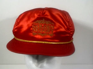 Golden Nugget Casino Mütze Kappe rot verstellbar Druckknopflasche Satin gold geflochten Las Vegas - Bild 1 von 5