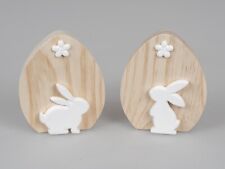 Deko-Ei 15 cm aus Porzellan + Holz mit Hase Frühjahr Ostern Formano