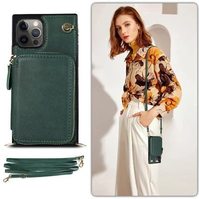 Luxury Girl Wallet Crossbody Chain Case Cover For iPhone 12 11 Pro Max XS XR 7 8 - Image 1 of 4