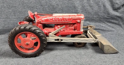 TRACTOR DE METAL FUNDIDO HUBLEY ROJO VINTAGE AÑOS 50 #500 CON CARGADOR - EE. UU. Foto 1 de 4